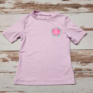 🌺3/$20 Cat & Jack rashes guard swim top purple short sleeve peace watermelon XS